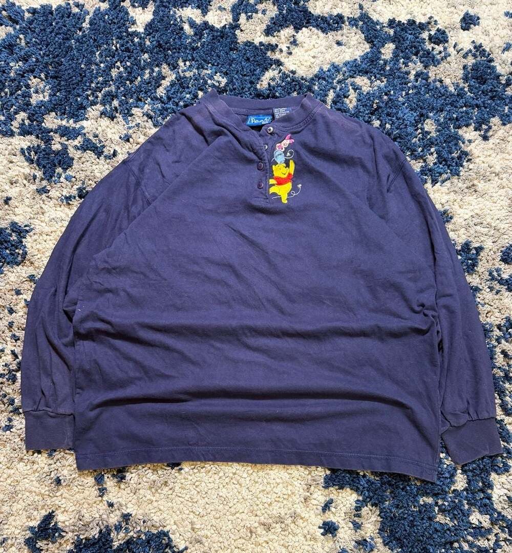 Disney Winnie the Pooh and Piglet Vintage Henley Long Sleeve Shirt